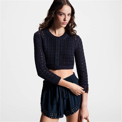 louis vuitton croche|Crochet Knit Cropped Cardigan .